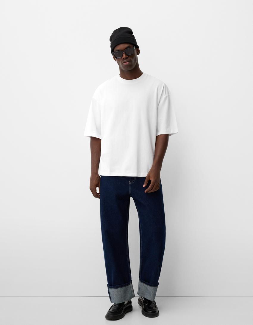 Bershka Oversized Cotton Tee — White