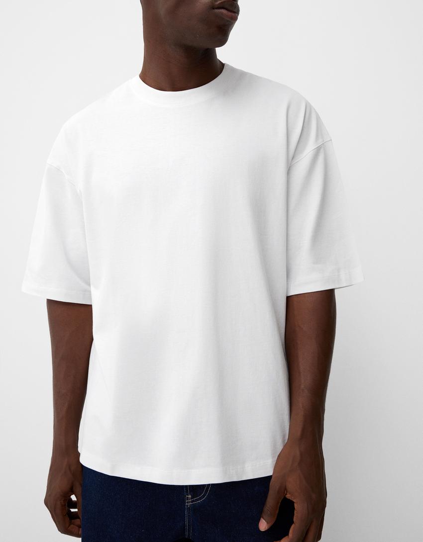 Bershka Oversized Cotton Tee — White