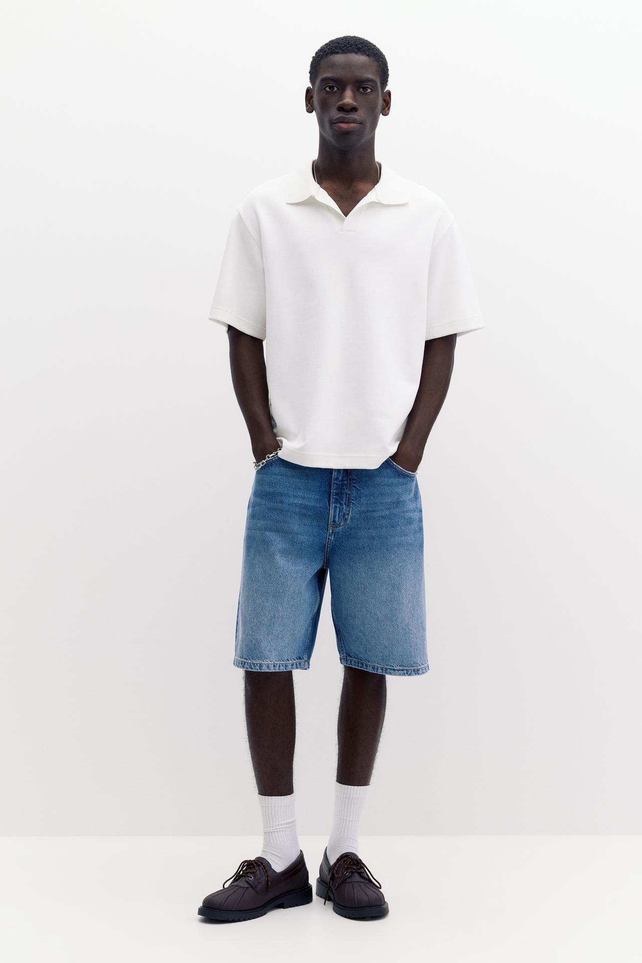 Pull&Bear Piqué Polo Essential — black