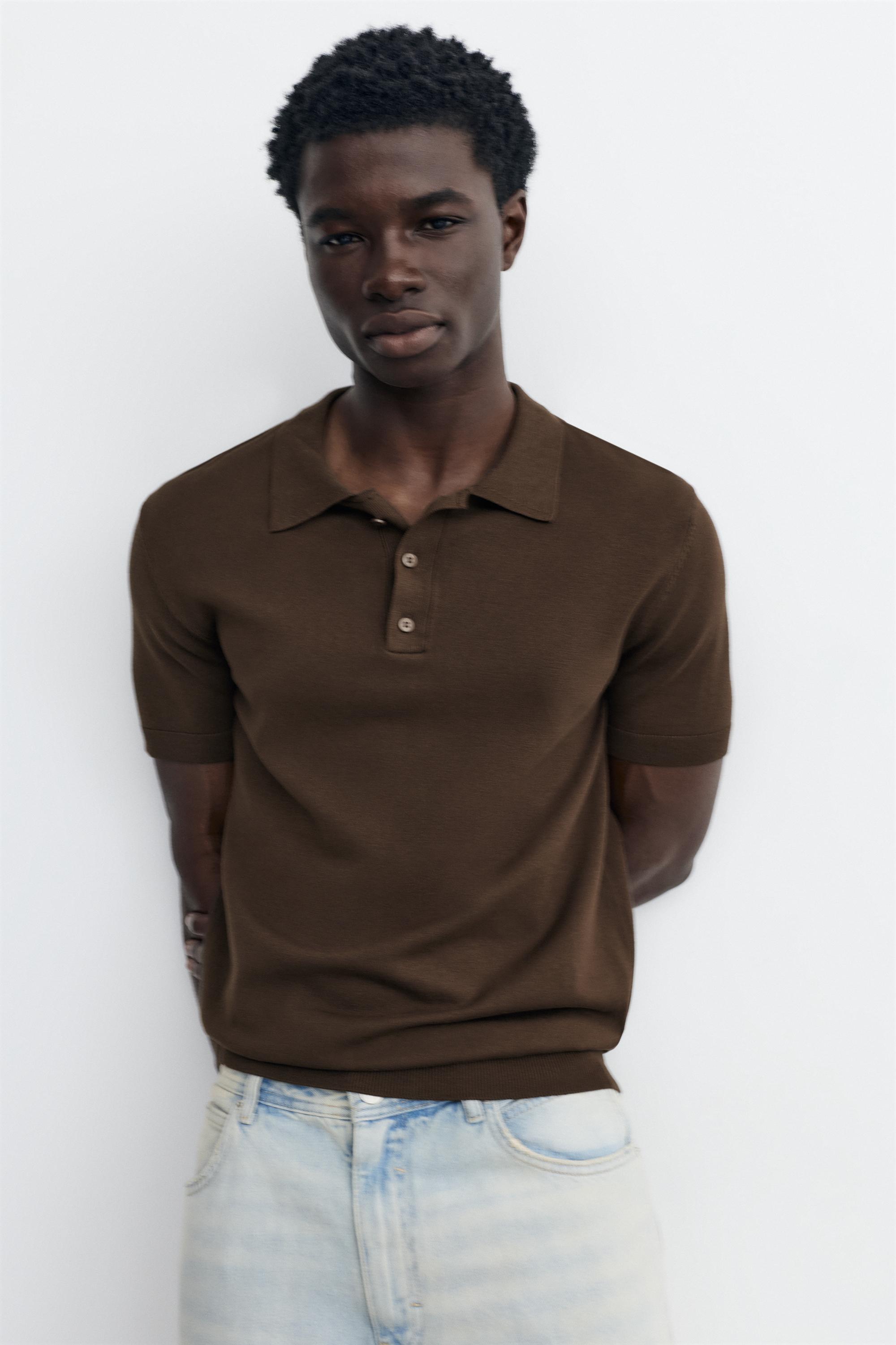 Short sleeve knit polo shirt