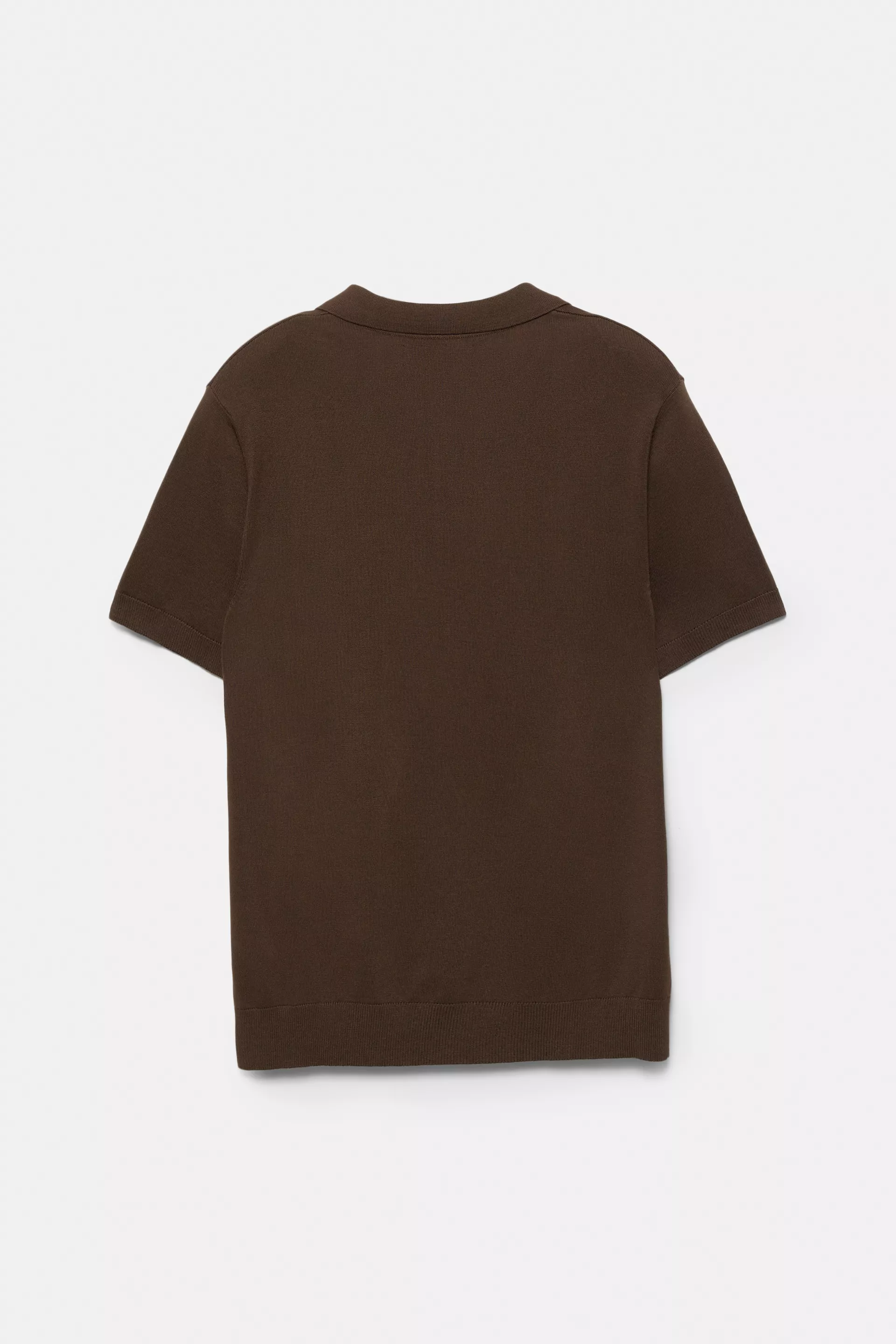 Pull&Bear Short sleeve knit polo shirt — Chocolate