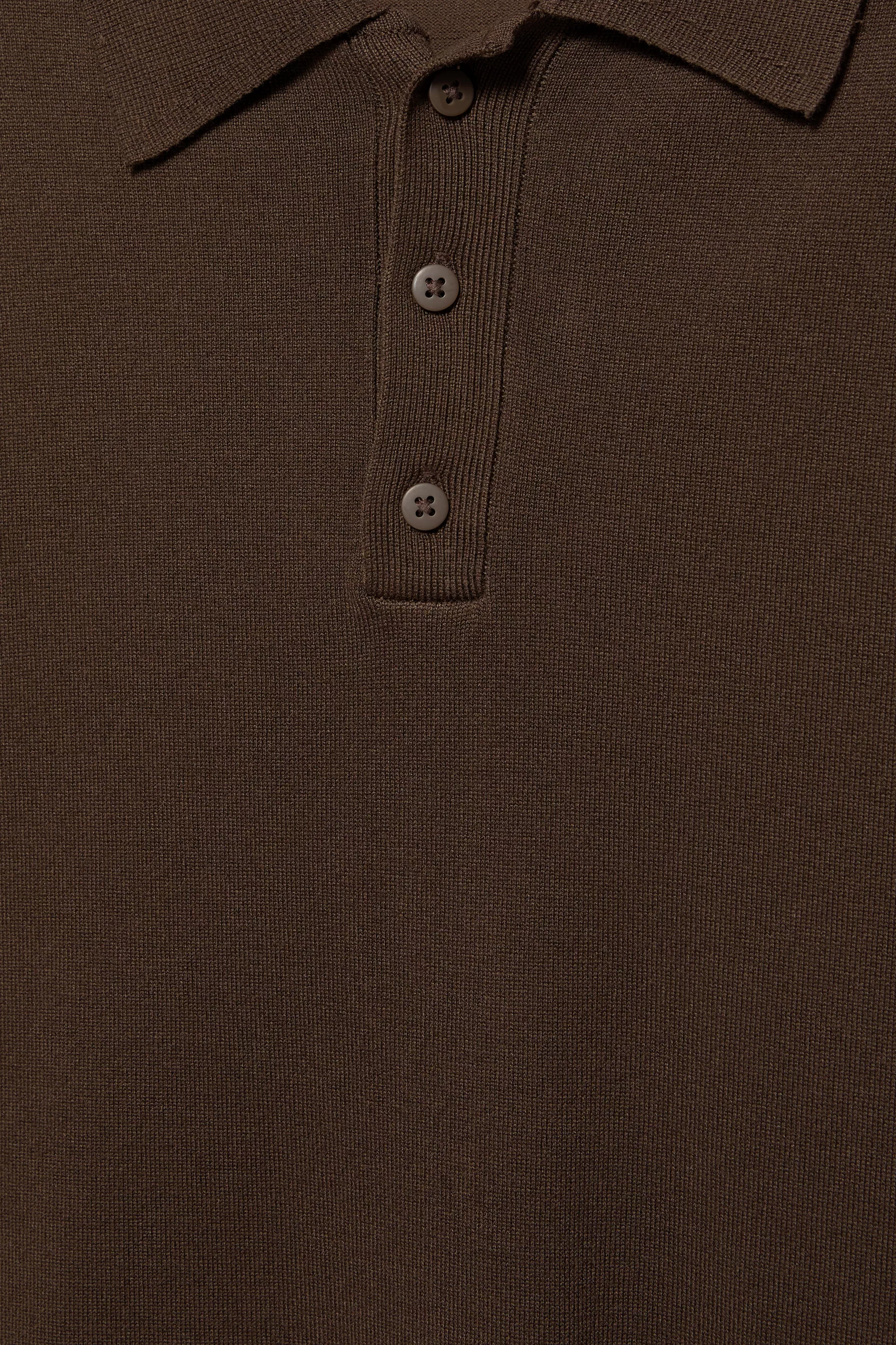 Pull&Bear Short sleeve knit polo shirt — Chocolate