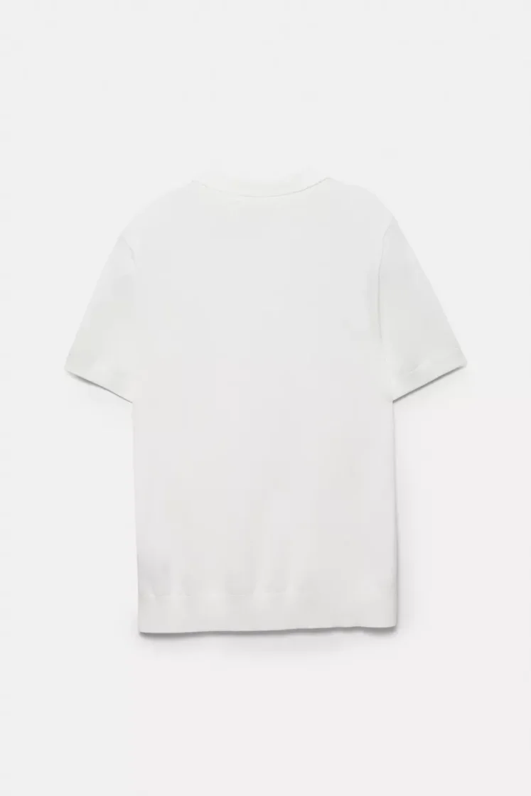 Pull&Bear Short sleeve knit polo shirt — Off White