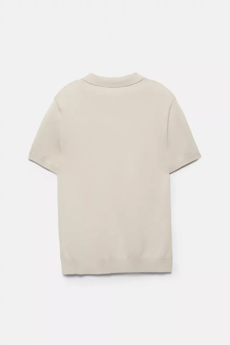 Pull&Bear Short sleeve knit polo shirt — Sand