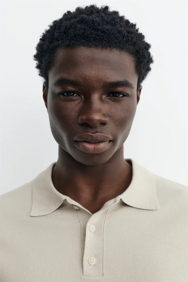 Pull&Bear Short sleeve knit polo shirt — Sand