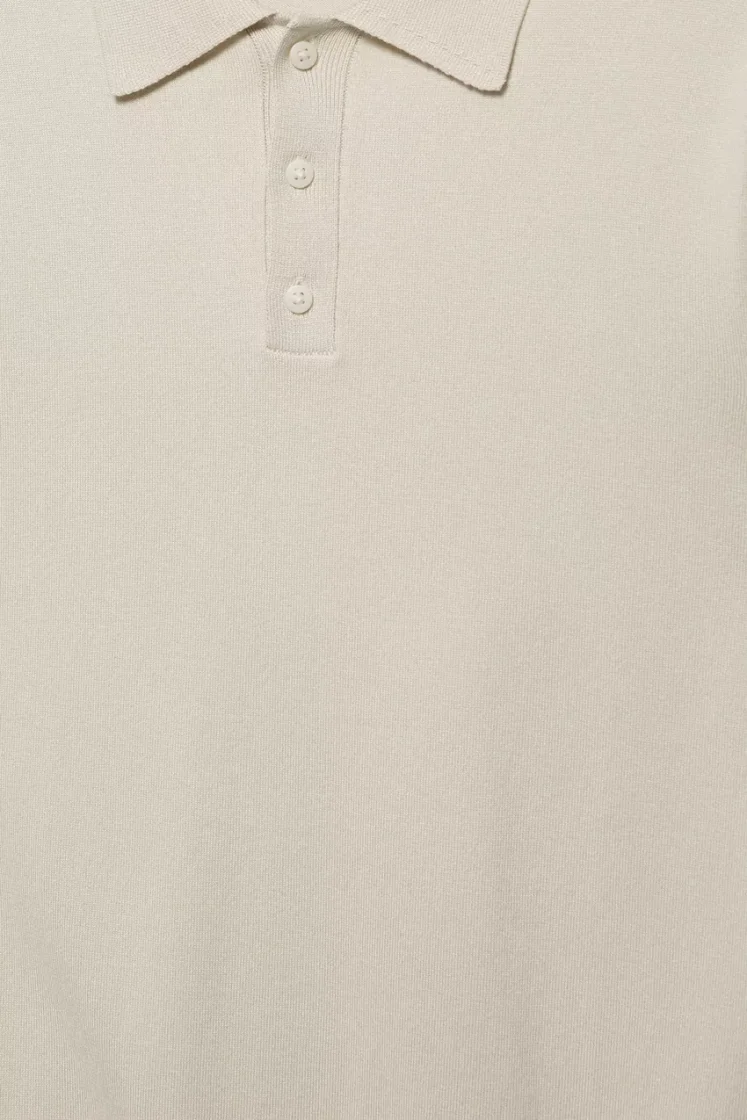 Pull&Bear Short sleeve knit polo shirt — Sand
