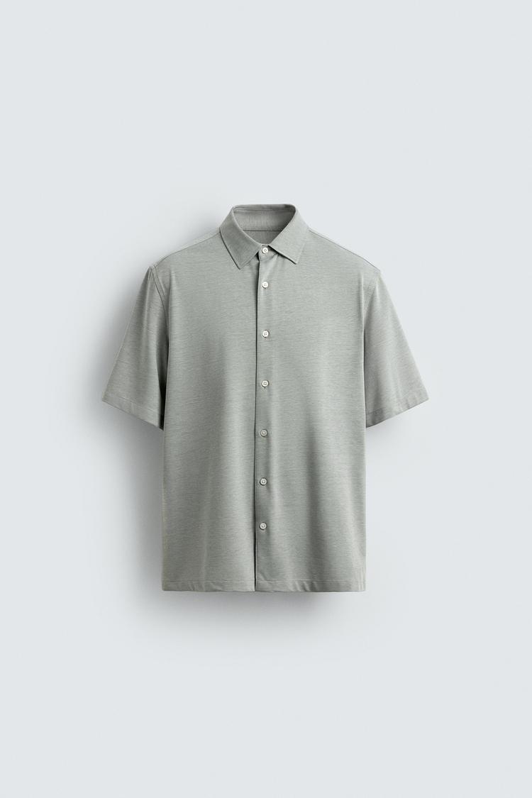 Zara Crisp Poplin Shirt — Light Grey