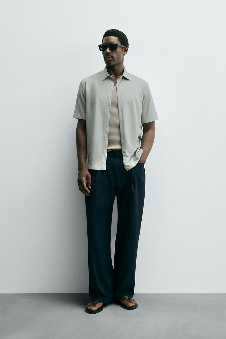 Zara Crisp Poplin Shirt — Light Grey