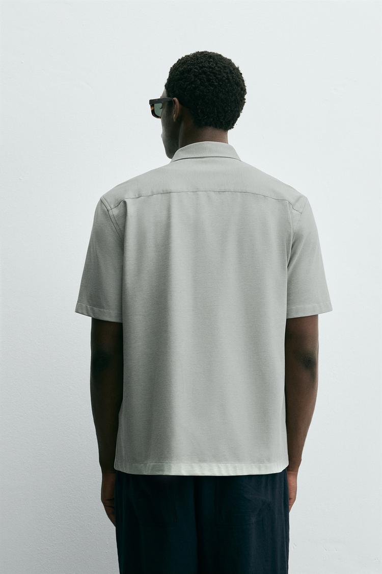 Zara Crisp Poplin Shirt — Light Grey