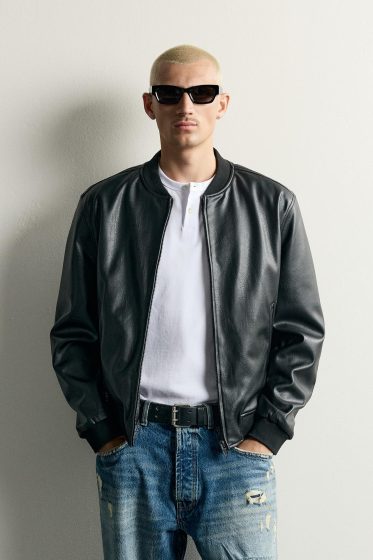 Blouson Bomber Effet Cuir