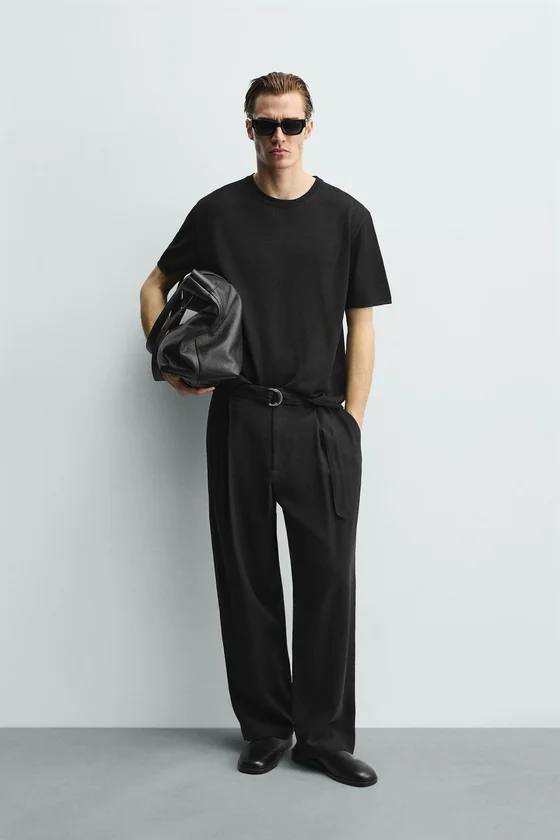 Zara Viscose Knit Tee — Black