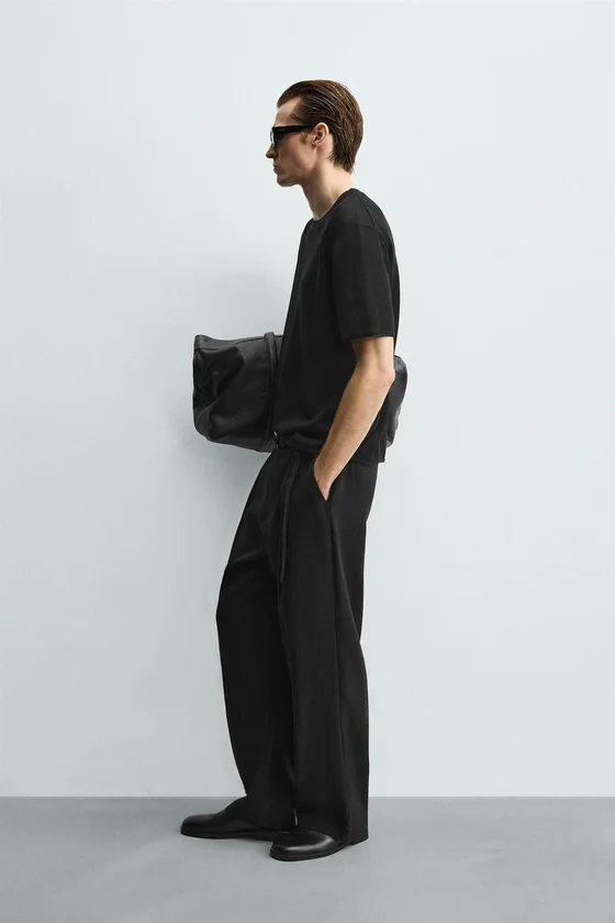 Zara Viscose Knit Tee — Black