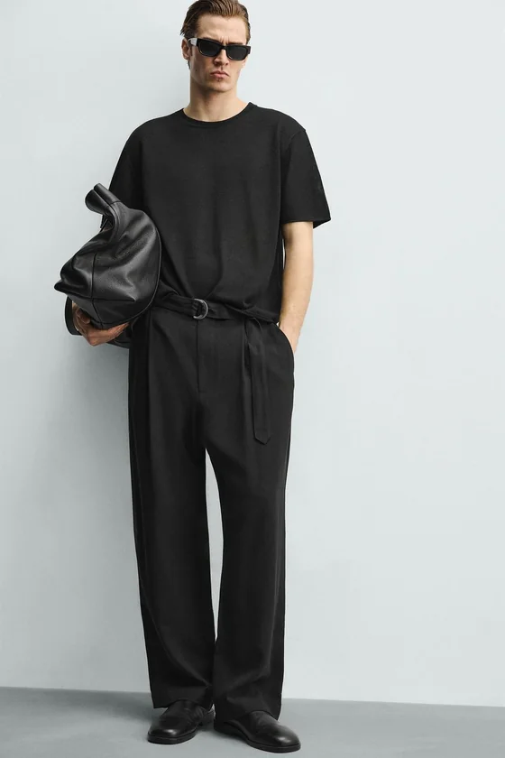 Zara Viscose Knit Tee — Black