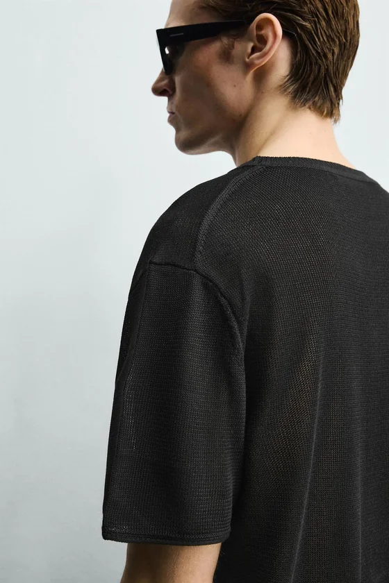 Zara Viscose Knit Tee — Black