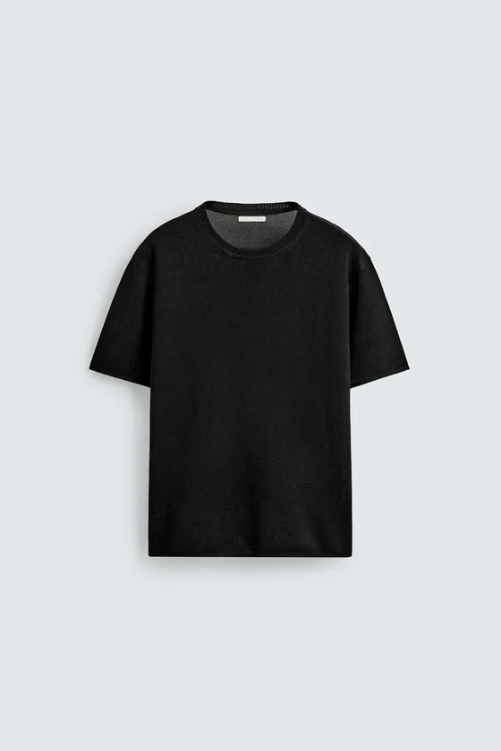 Zara Viscose Knit Tee — Black