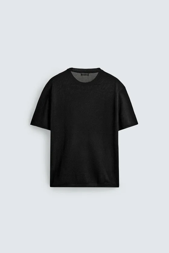 Zara Viscose Knit Tee — Black