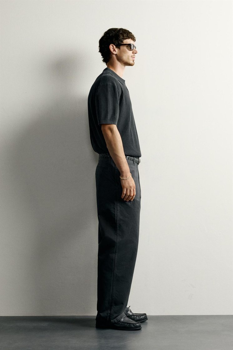 Zara Knit Polo Regular Fit — Black