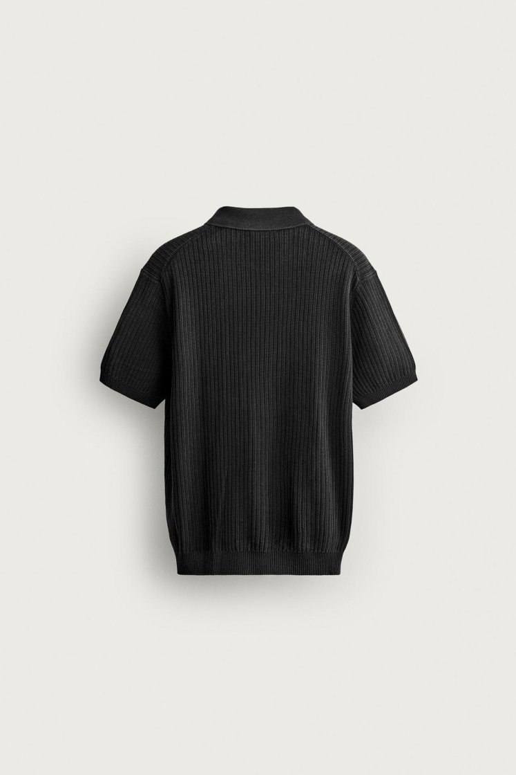 Zara Knit Polo Regular Fit — Black