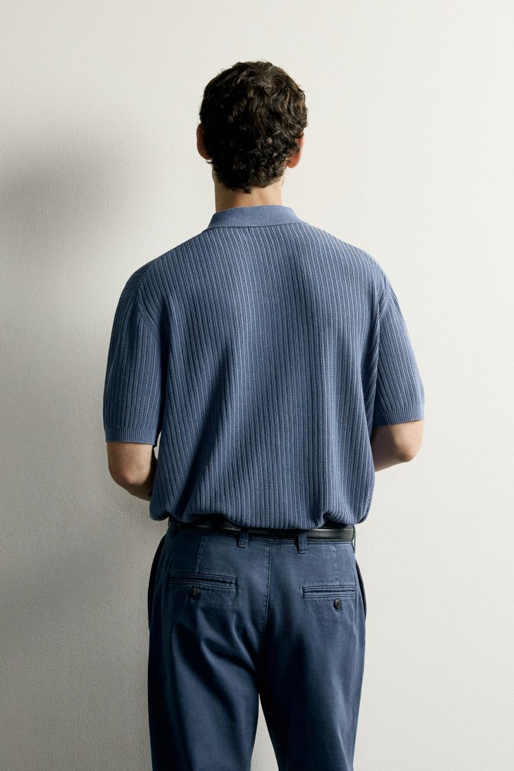 Zara Knit Polo Regular Fit — Navy