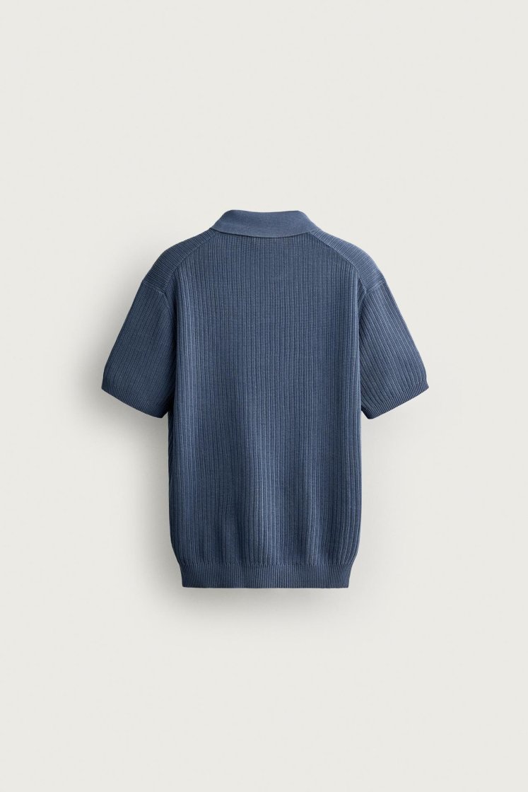 Zara Knit Polo Regular Fit — Navy