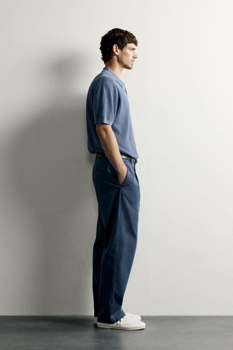 Zara Knit Polo Regular Fit — Navy