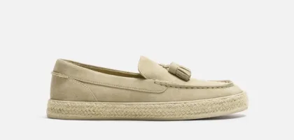 Mocassins Cuir Jute Bleu