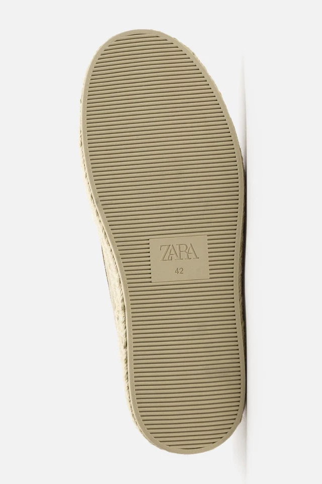 Zara Blue Leather Jute Loafers — Cream