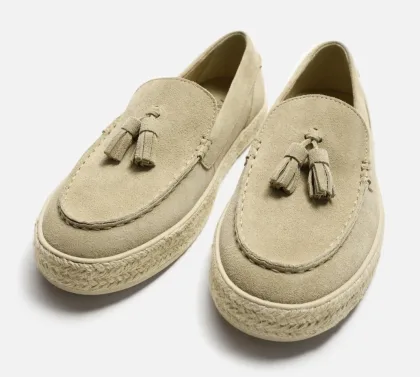 Mocassins Cuir Jute Bleu