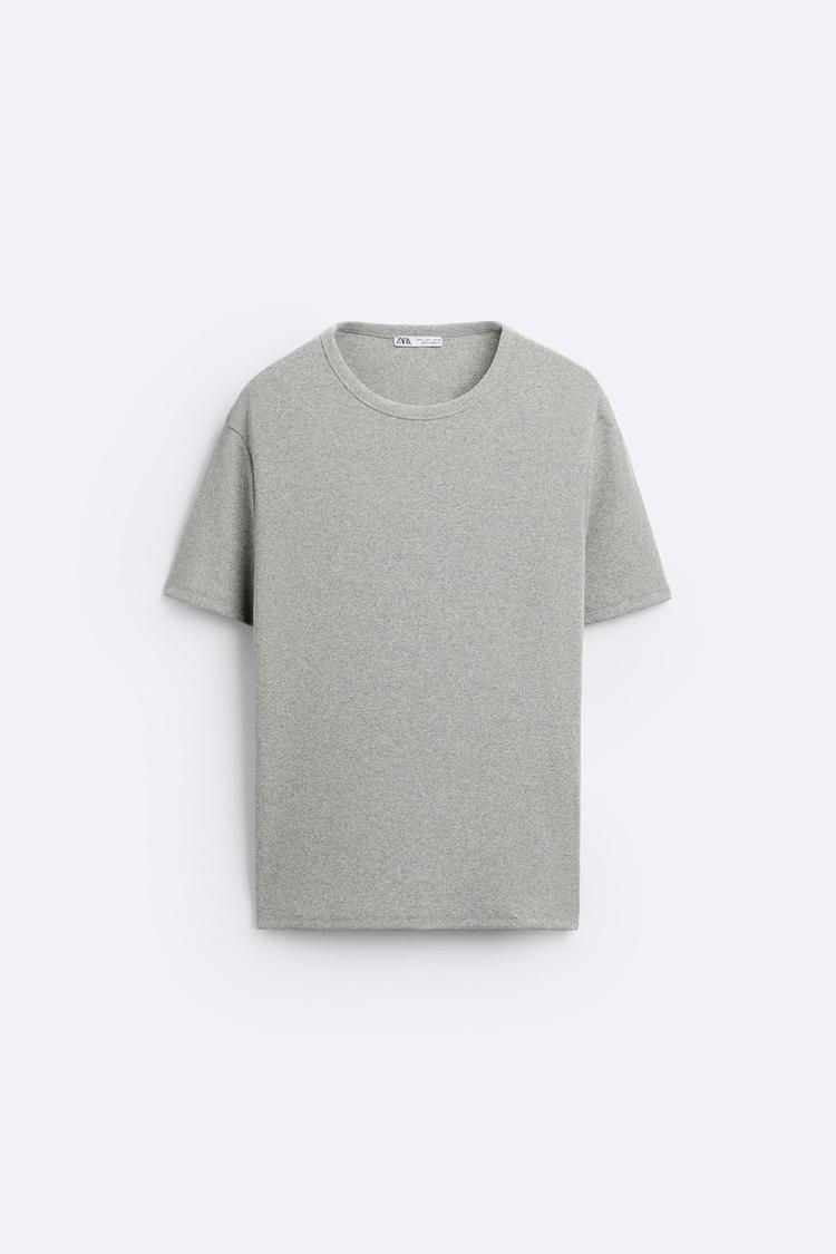 Zara Essential Cotton Crew Tee — Silver