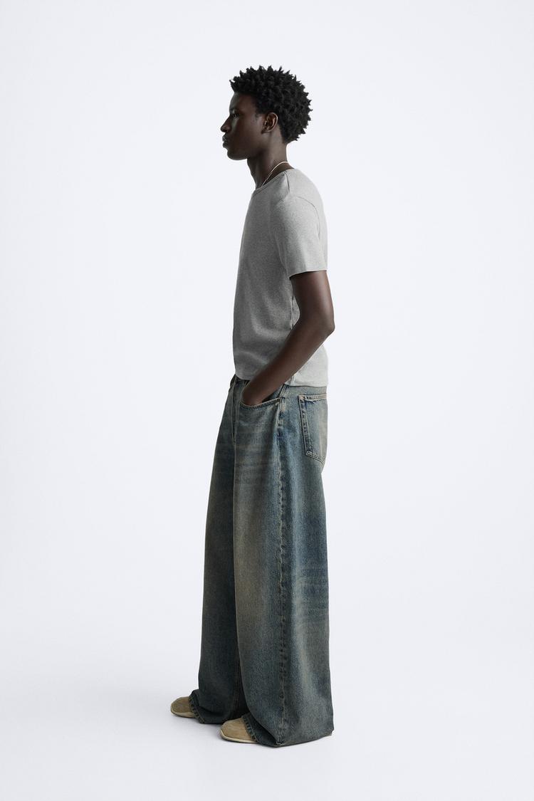 Zara Essential Cotton Crew Tee — Silver