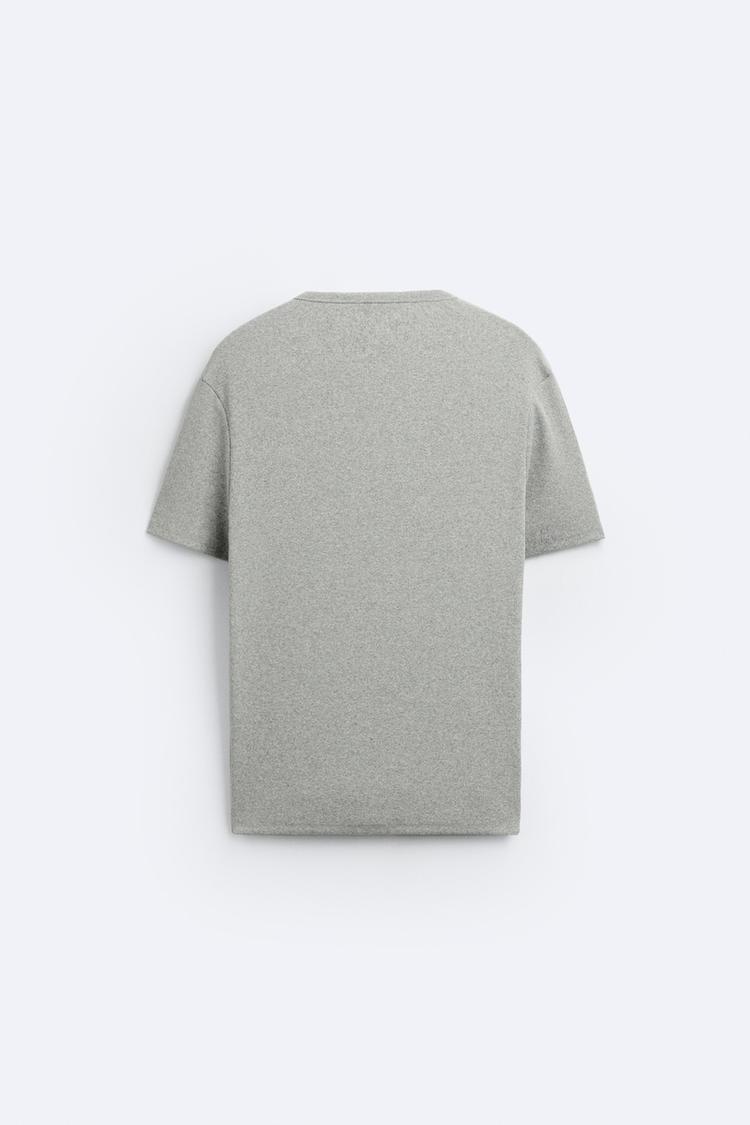 Zara Essential Cotton Crew Tee — Silver