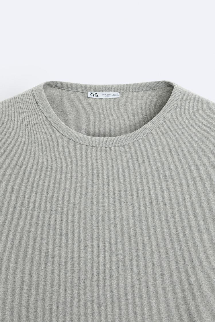 Zara Essential Cotton Crew Tee — Silver