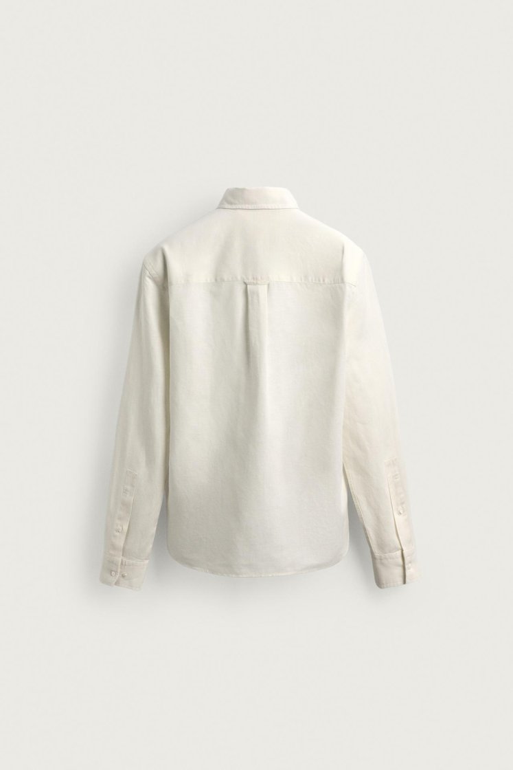 Zara HEMP-COTTON REGULAR FIT SHIRT — White