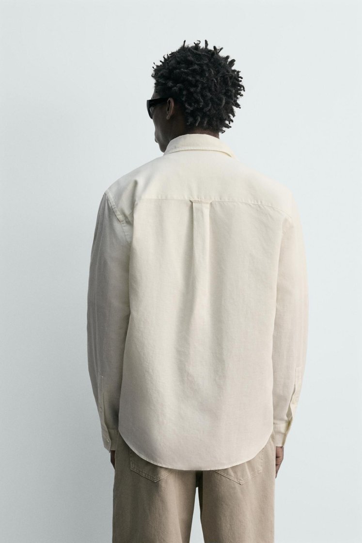 Zara HEMP-COTTON REGULAR FIT SHIRT — White