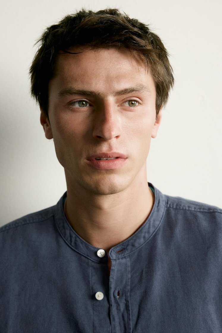 Zara Linen-Cotton Mandarin Shirt — Blue
