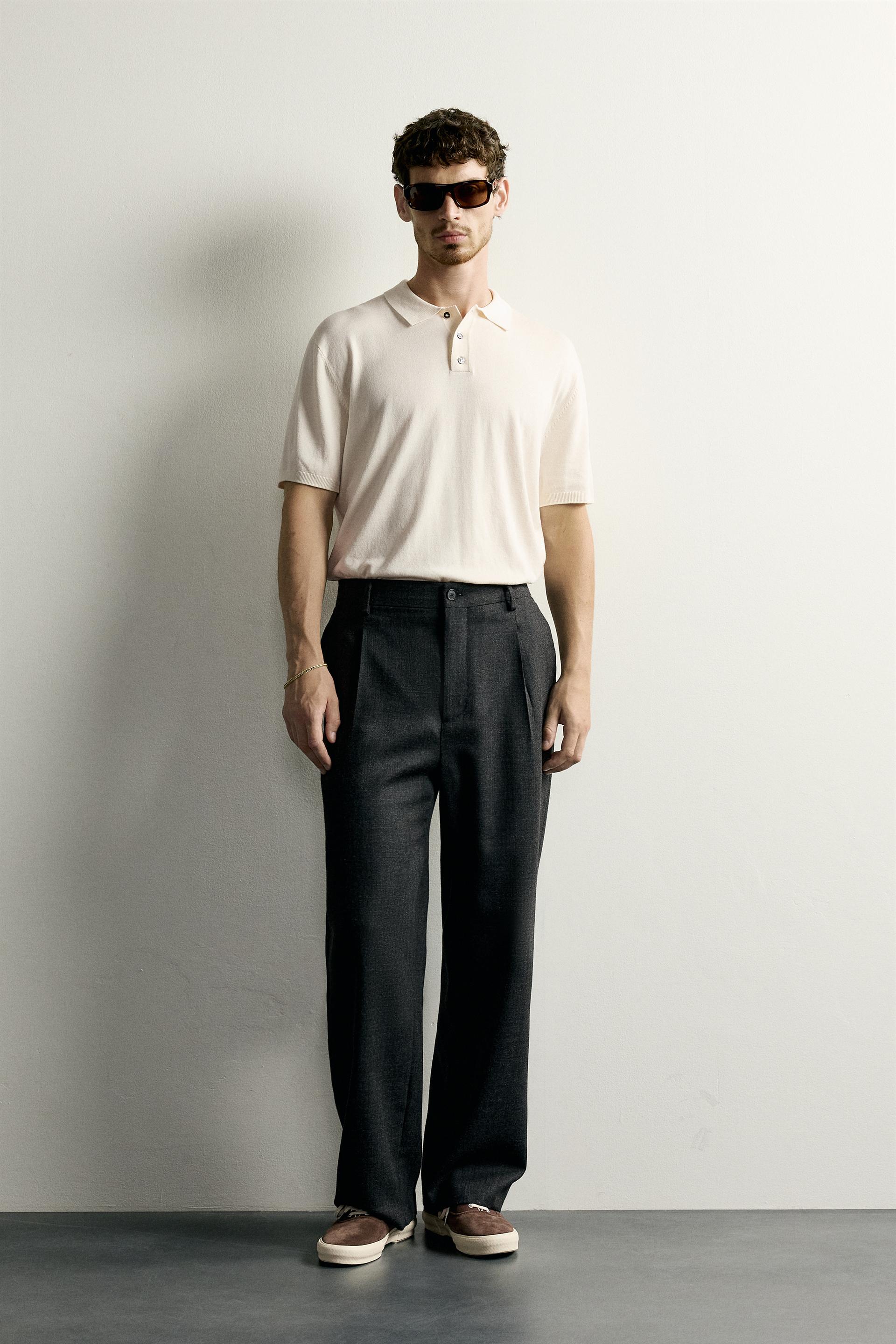 Zara Knit Polo Regular Fit — Blanc cassé