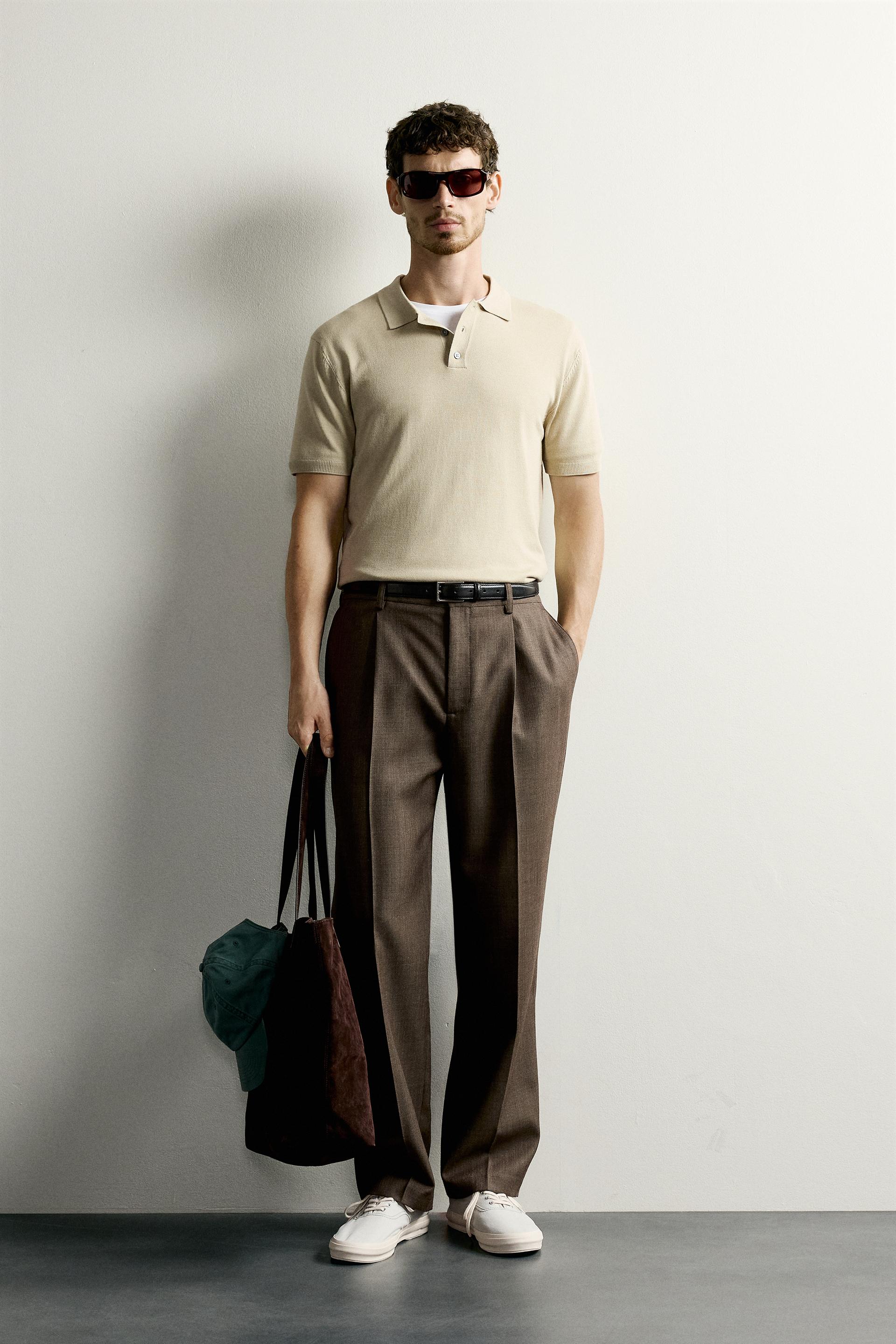Zara Knit Polo Regular Fit — Vert clair