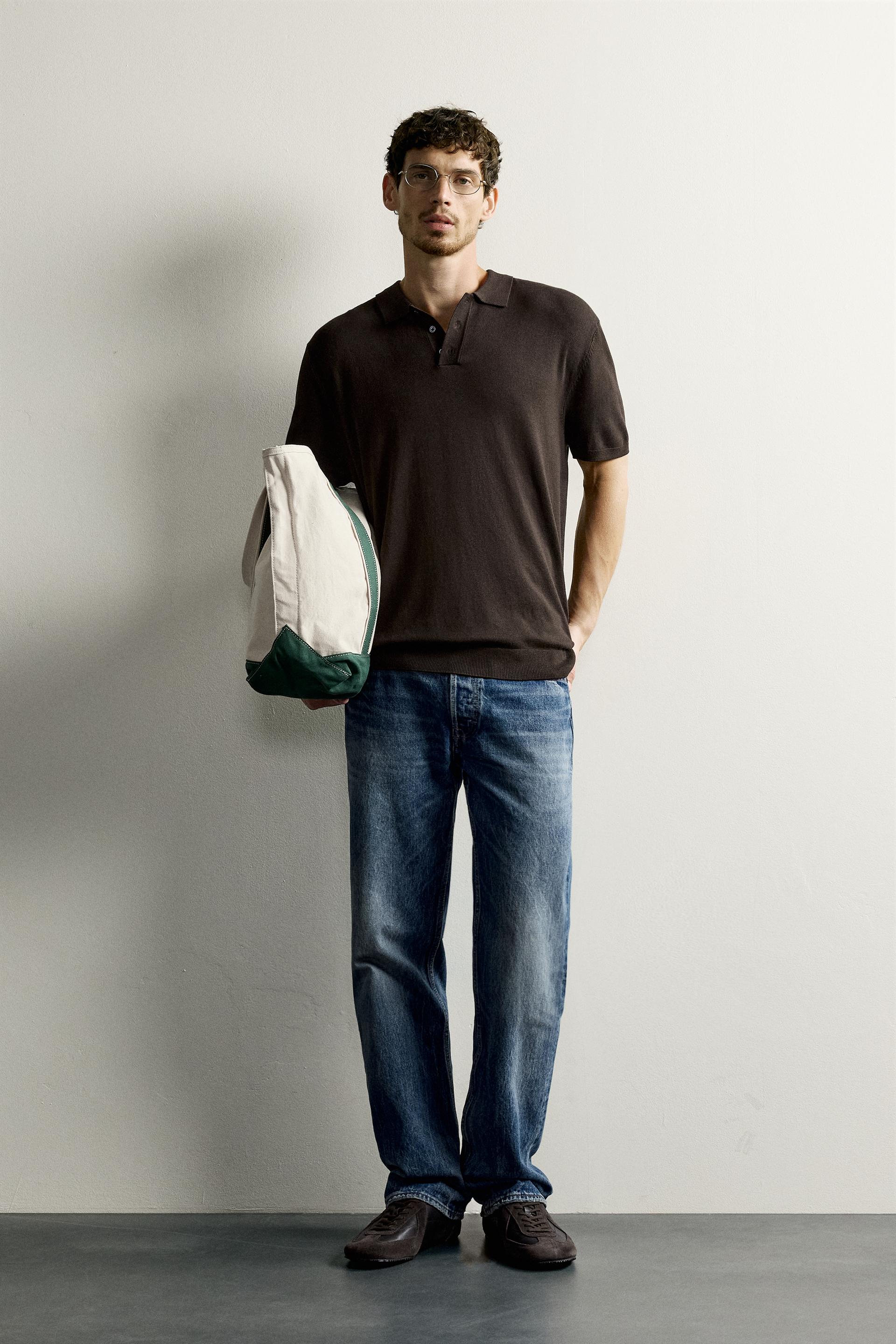 Zara Knit Polo Regular Fit — Chocolat