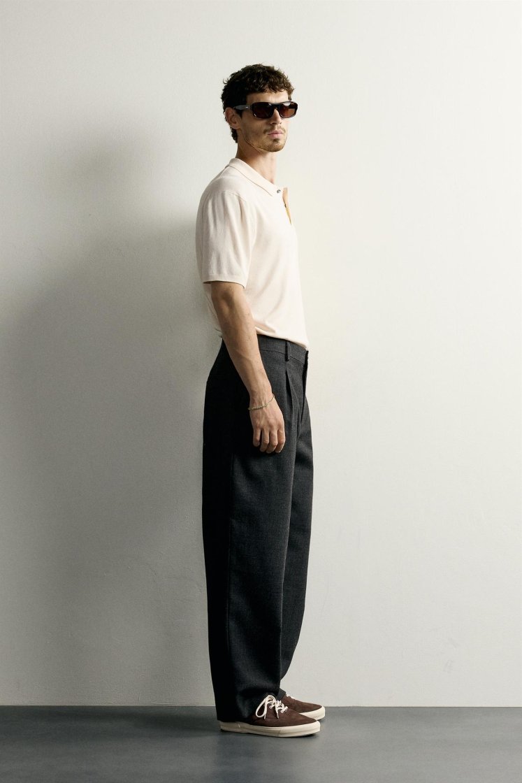 Zara Knit Polo Regular Fit — Blanc cassé