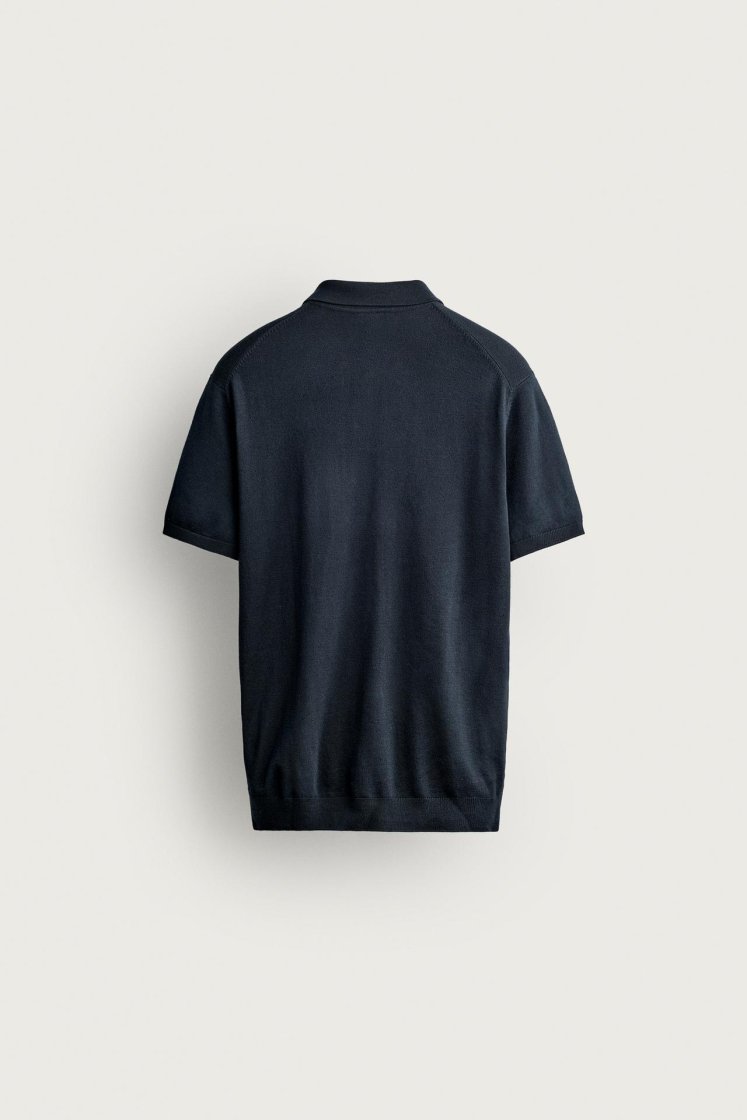 Zara Knit Polo Regular Fit — Bleu marine