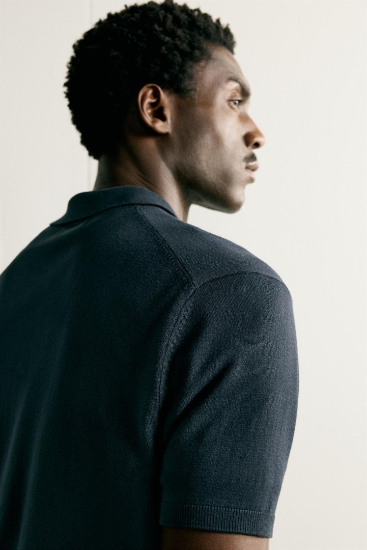 Zara Knit Polo Regular Fit — Bleu marine