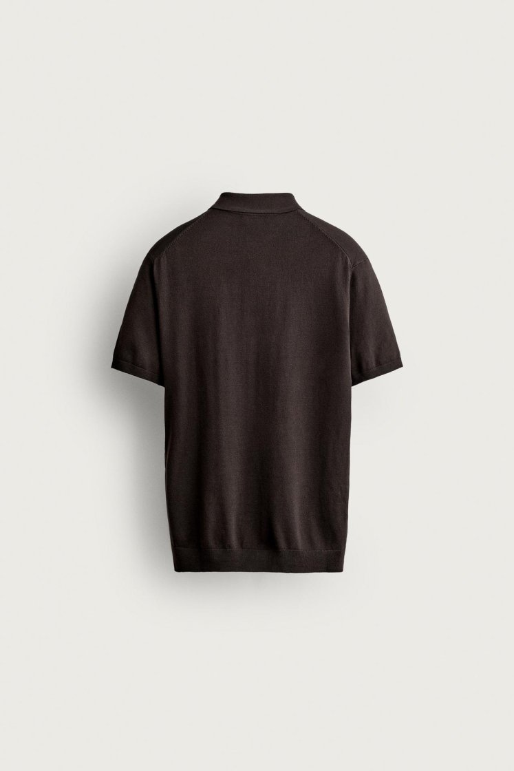 Zara Knit Polo Regular Fit — Chocolat