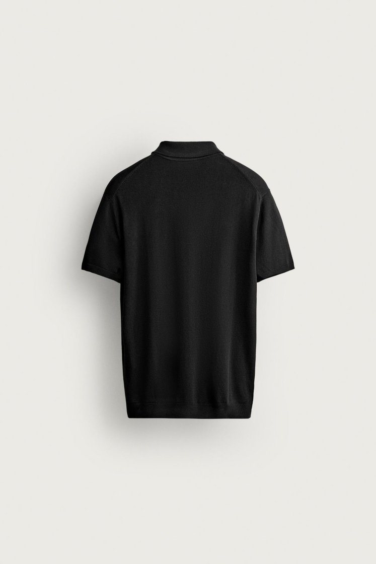 Zara Knit Polo Regular Fit — Noir