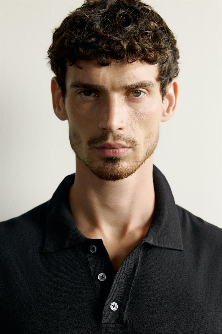 Zara Knit Polo Regular Fit — Noir