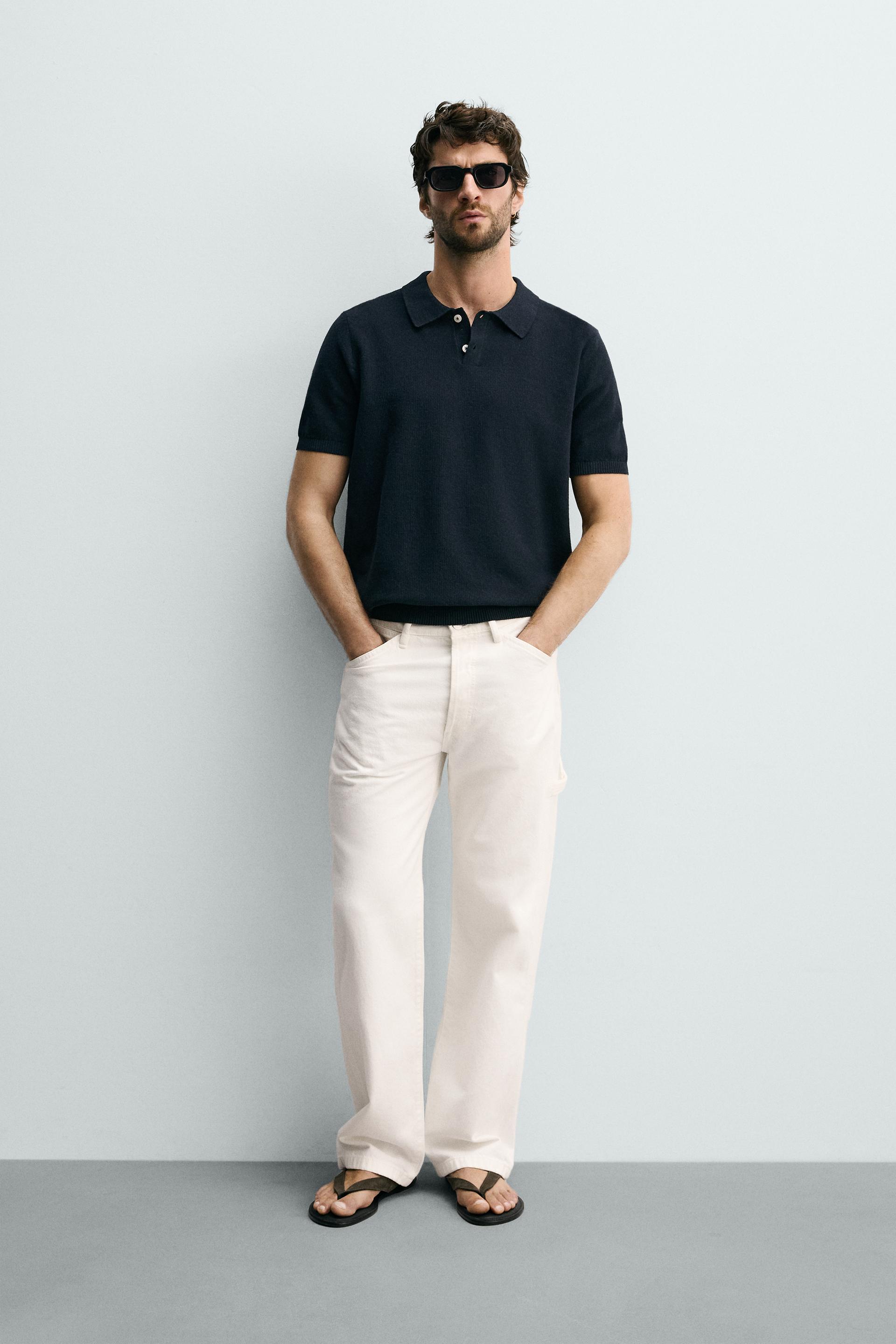 Zara Structured Knit Regular Polo — Bleu marine