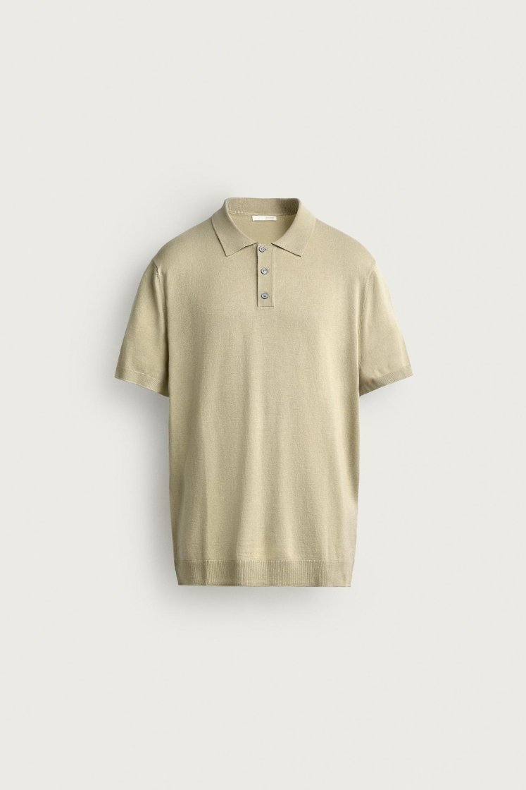 Zara Knit Polo Regular Fit — Vert clair