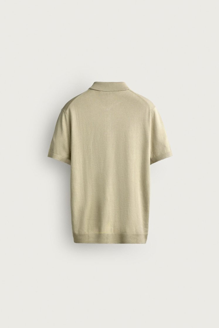 Zara Knit Polo Regular Fit — Vert clair