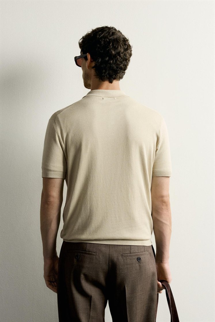 Zara Knit Polo Regular Fit — Vert clair