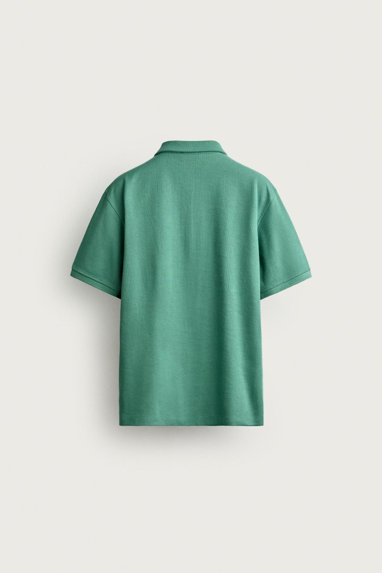 Zara REGULAR FIT TEXTURED POLO SHIRT — Intense green