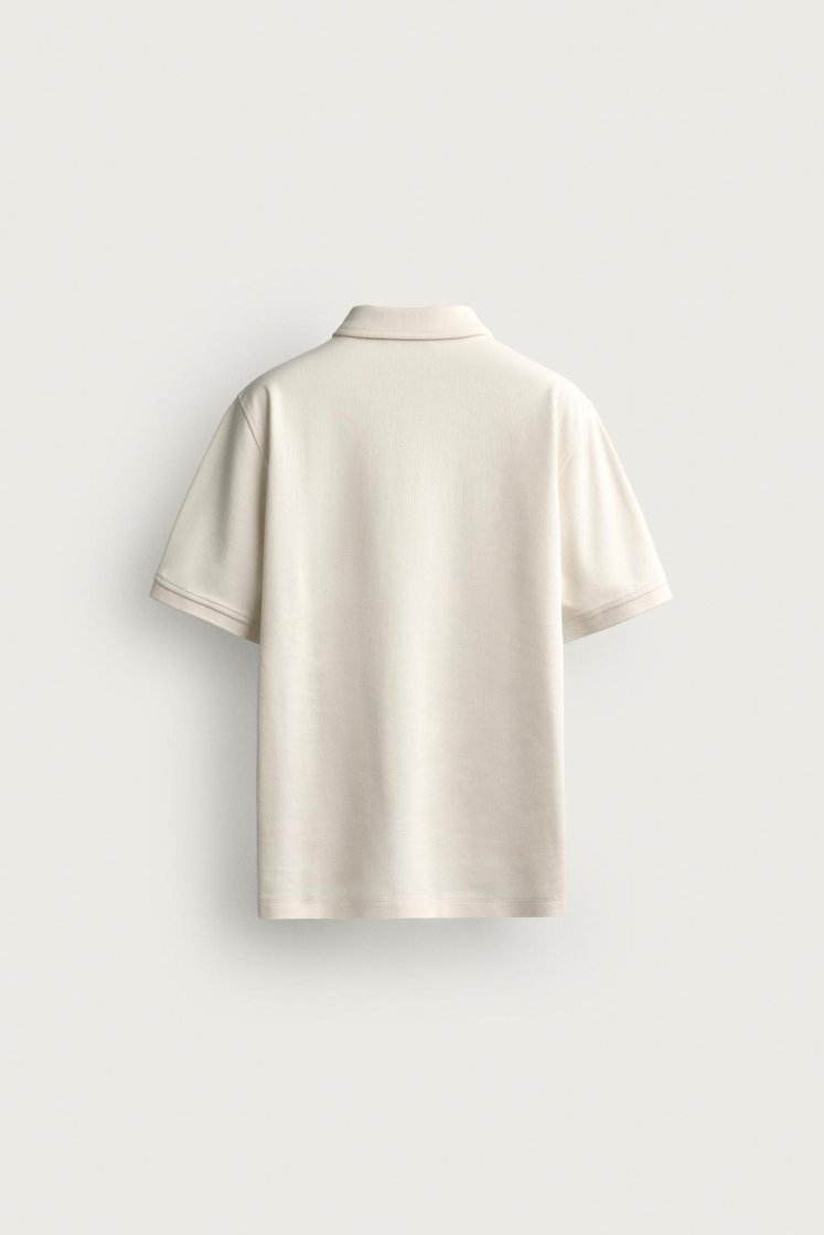 Zara REGULAR FIT TEXTURED POLO SHIRT — Oyster-white